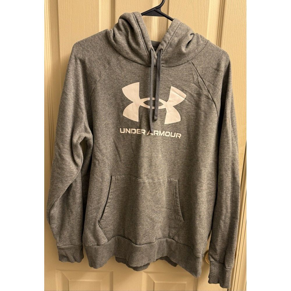Under‎ Armour Rival Fleece Big Logo Hoodie Sweatshirt Size XL Gray EUC